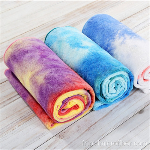 Serviette de yoga chaude de microfère à cravate de colorant